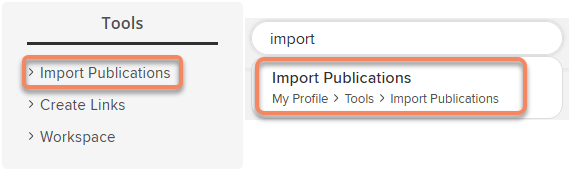 screenshot of UCPMS Tools>Import menu
